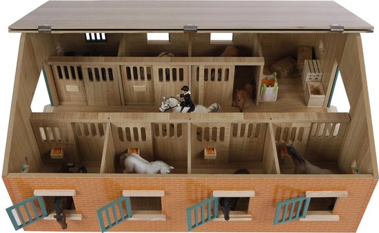 Kids Globe Farming Paardenstal - 7 Paarden - Bruin