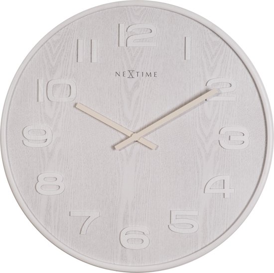 Nextime Wood Wood Medium Wandklok - - Wit