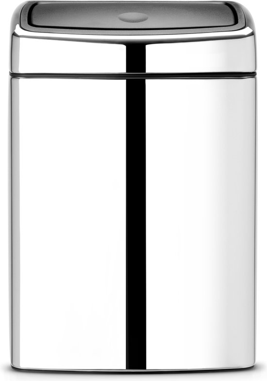 Brabantia Touch Bin Wandafvalemmer 10 Liter Met Kunststof Binnenemmer - Brilliant Steel - Silver