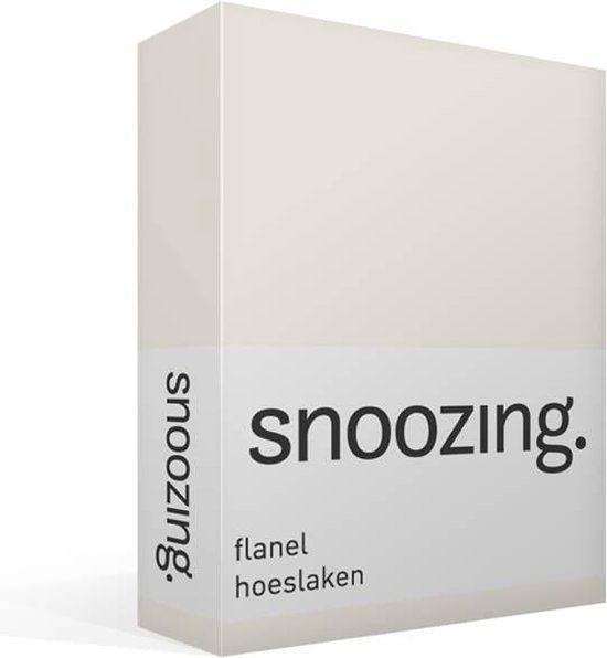 Snoozing Flanel Hoeslaken - 100% Geruwde Flanel-katoen - Lits-jumeaux (160x210/220 Cm) - Ivoor - Wit
