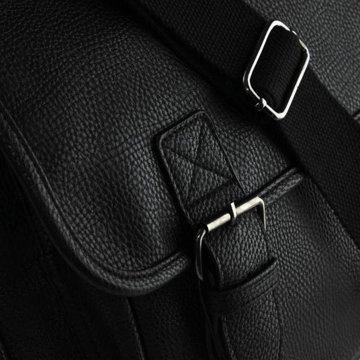 Leatherlook Aktetas Met Schouderband - Zwart