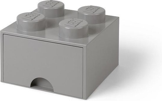 Lego Brick 4 Opberglade - Medium Stone Grey - Grijs