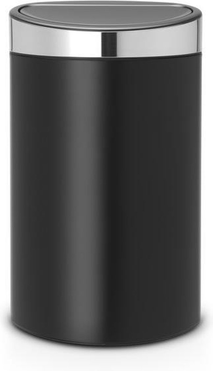 Brabantia Touch Bin Afvalemmer 40 Liter Met Kunststof Binnenemmer - Matt Black / Matt Steel Fingerprint Proof - Zwart