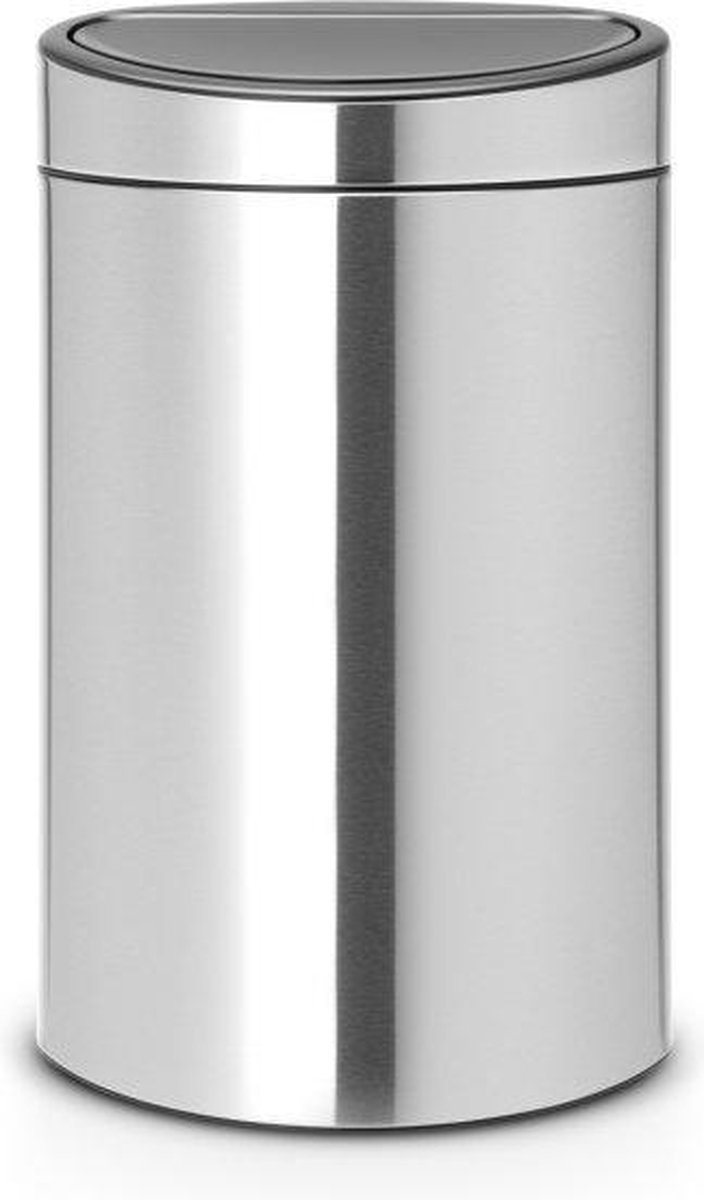 Brabantia Touch Bin Afvalemmer 40 Liter Met Kunststof Binnenemmer - Matt Steel Fingerprint Proof - Silver