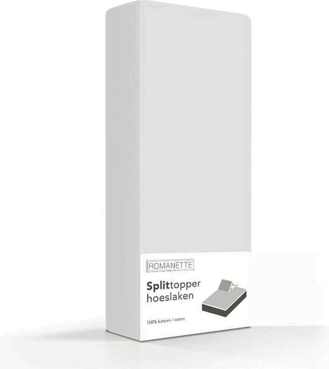 Romanette Split-topper Hoeslaken Zilver-180 X 200 Cm - Grijs