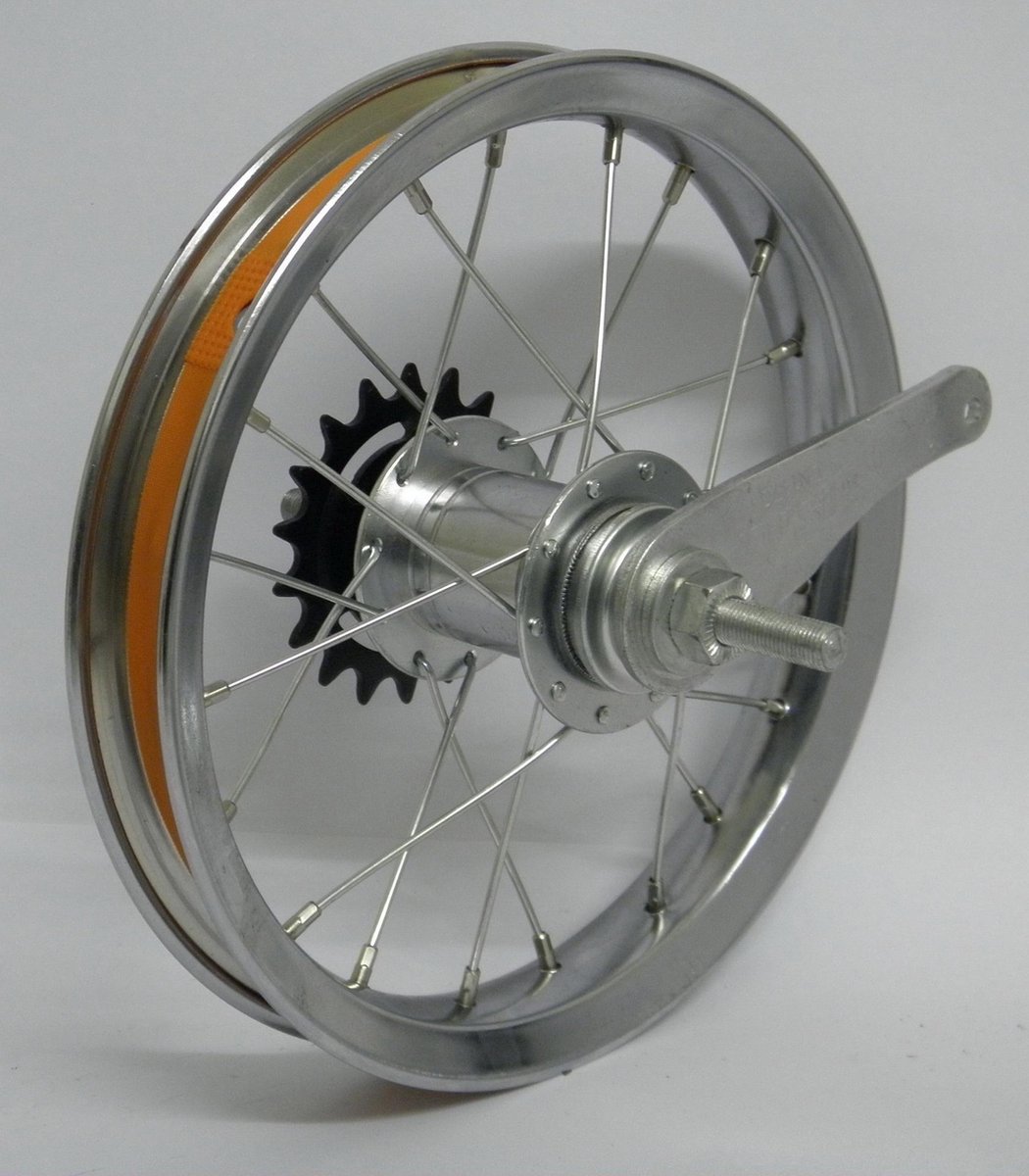 TOM Achterwiel 12 Inch Terugtraprem Chroom Zilver - Silver