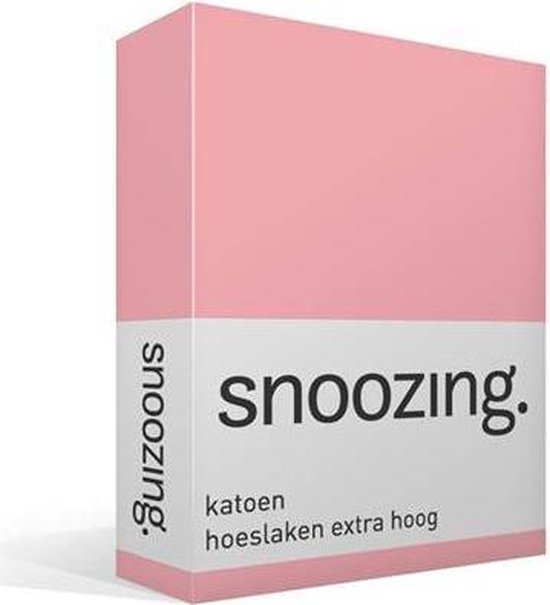 Snoozing - Katoen - Extra Hoog - Hoeslaken - 200x200 - - Roze