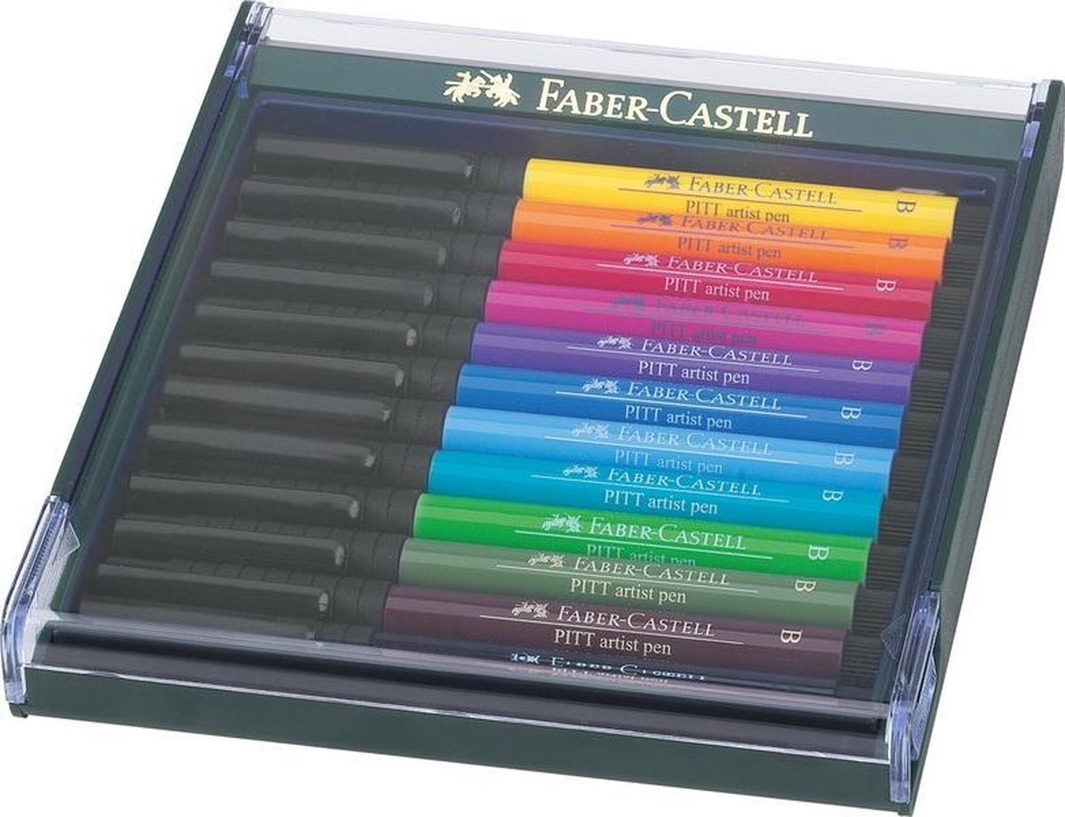 Faber Castell Tekenstift Faber-castell Pitt Artist Pen Brush Set 12 Stuks Basic