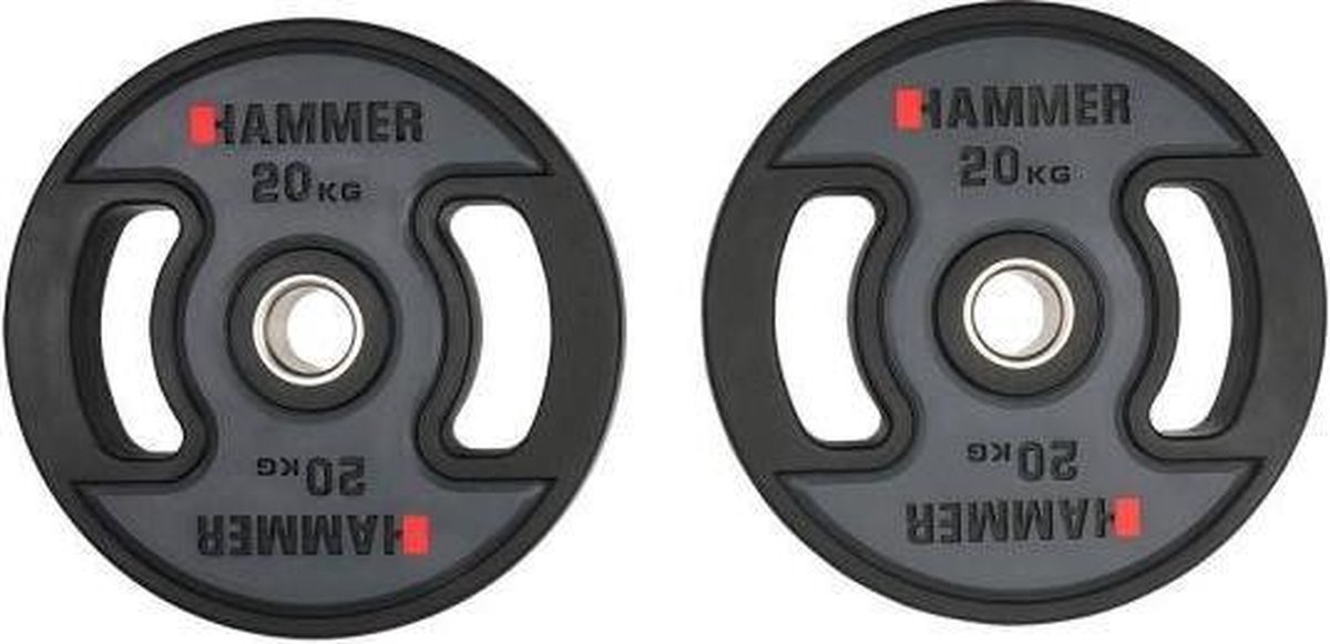 Hammer Fitness Hammer - Pu - Olympische Halterschijven - Per Paar - 2x 20 Kg