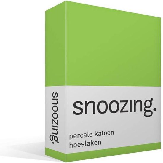 Snoozing - Hoeslaken -90x210 - Percale Katoen - Lime - Groen