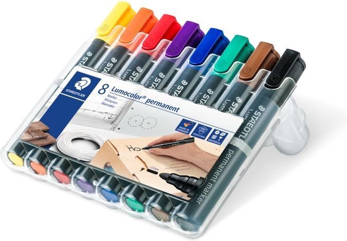 Staedtler Permanent Marker Lumocolor 352, Doos Met 8 Stuks In Geassorteerde Kleuren