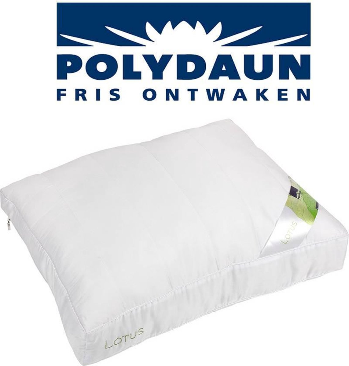 Polydaun Lotus Synthetisch Medium Hoofdkussen - Synthetisch - 50x62x10/5 Cm, Passend In Kussensloop Van 60x70 Cm - - Wit