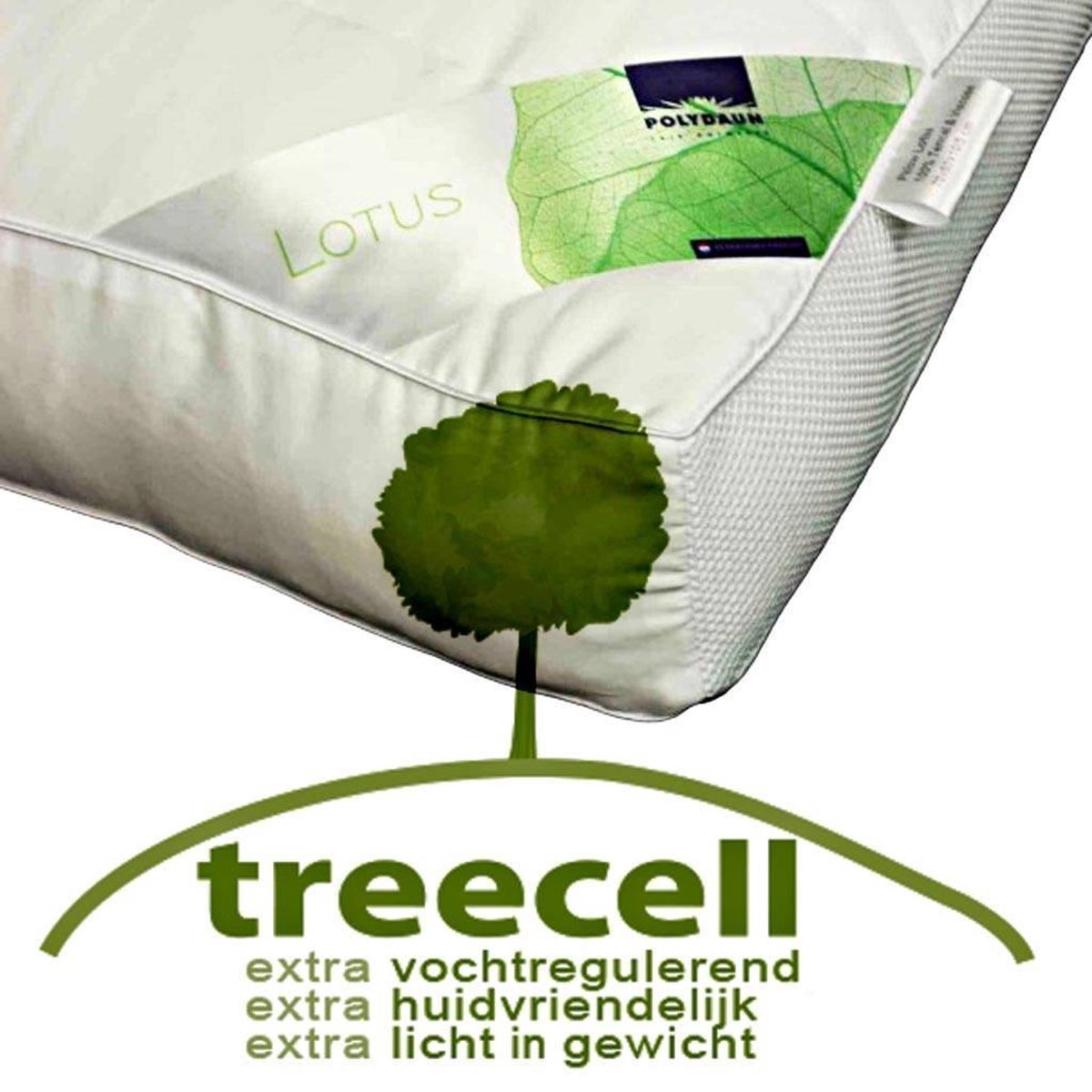 Polydaun Lotus Synthetisch Zacht Hoofdkussen - Synthetisch - 50x62x10/5 Cm, Passend In Kussensloop Van 60x70 Cm - - Wit