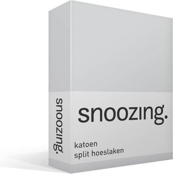 Snoozing Katoen Split Hoeslaken - 100% Katoen - Lits-jumeaux (160x210/220 Cm) - - Grijs