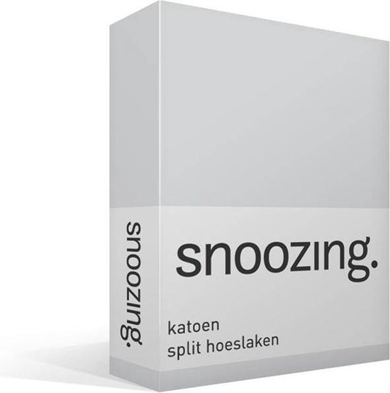 Snoozing Katoen Split Hoeslaken - 100% Katoen - Lits-jumeaux (180x200 Cm) - - Grijs