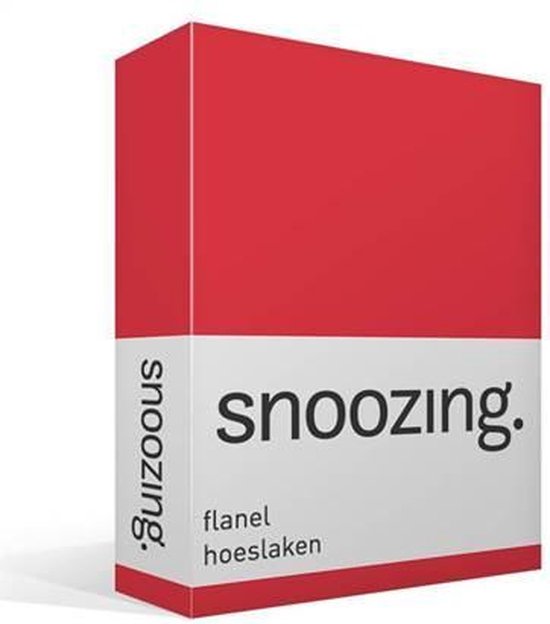 Snoozing Flanel Hoeslaken - 100% Geruwde Flanel-katoen - Lits-jumeaux (200x200 Cm) - - Rood