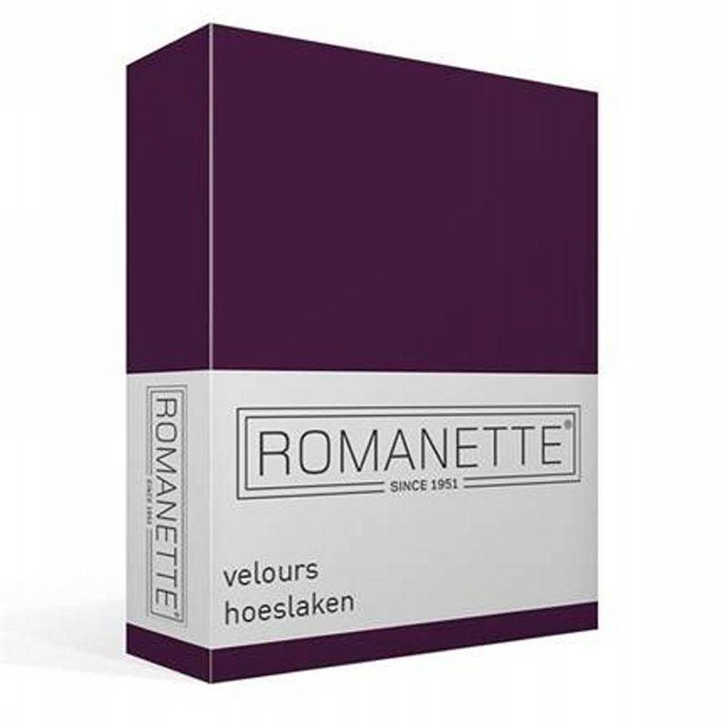 Romanette Velours Hoeslaken - 80% Katoen - 20% Polyester - 2-persoons (140/150x200/220 Cm) - - Paars