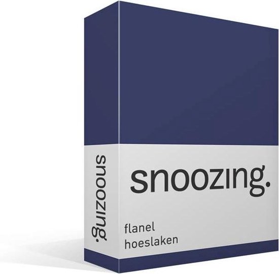 Snoozing Flanel Hoeslaken - 100% Geruwde Flanel-katoen - Lits-jumeaux (160x210/220 Cm) - Navy - Blauw