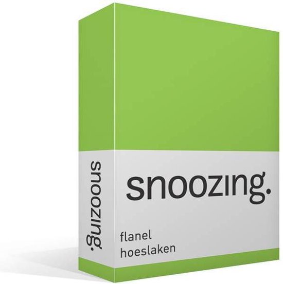 Snoozing Flanel Hoeslaken - 100% Geruwde Flanel-katoen - Lits-jumeaux (180x200 Cm) - Lime - Groen