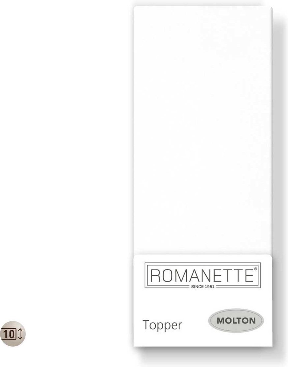 Romanette Molton Topper Hoeslaken -90 X 220 Cm - Wit
