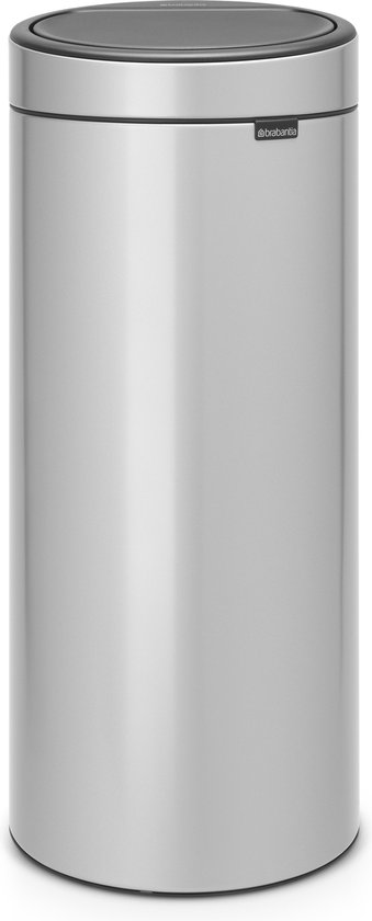 Brabantia Touch Bin Afvalemmer 30 Liter Met Kunststof Binnenemmer - Metallic Grey - Grijs