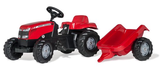 Rolly Toys Massey Ferguson Tractor Met Aanhanger - Rood