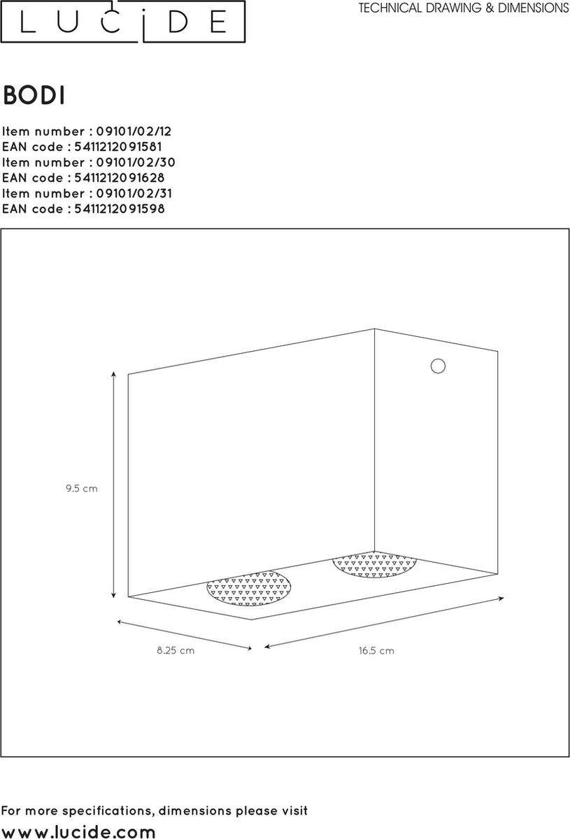 Lucide Plafondspot Bodi Gu10 - Zwart
