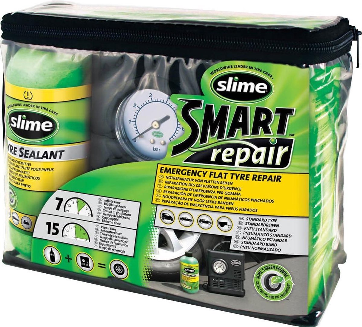 Slime Bandenreparatieset Smart Repair/groen 10-delig - Zwart