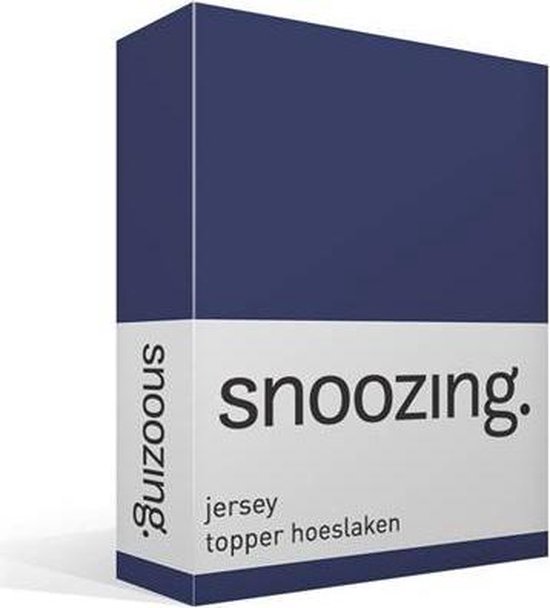 Snoozing Jersey - Topper Hoeslaken - Katoen - 180x210/220 - Navy - Blauw