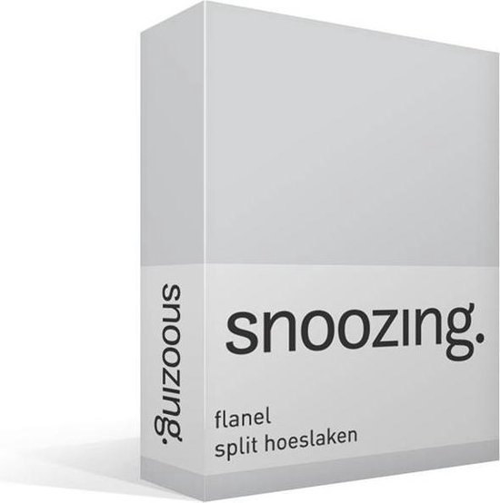 Snoozing - Flanel - Split-topper - Hoeslaken - 180x200 Cm - - Grijs