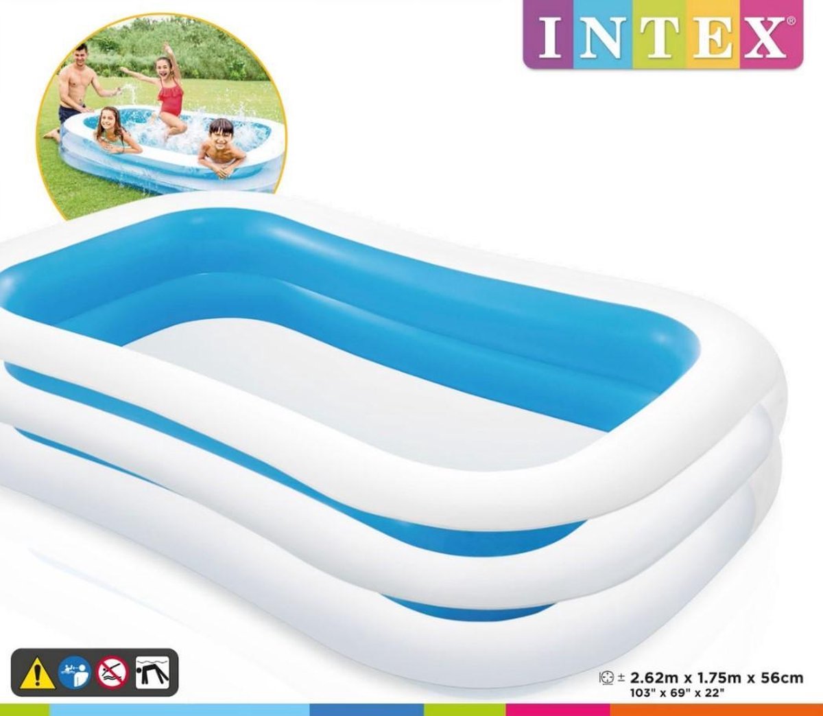 Intex Familiezwembad - 262 X 175 X 56 Cm - Groen