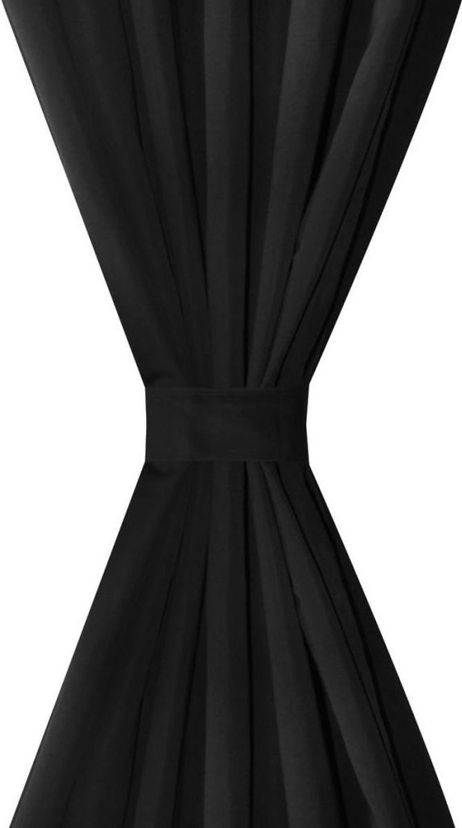 Micro-satijnen Gordijnen Met Ringen 140 X 225 Cm 2 Stuks - Zwart