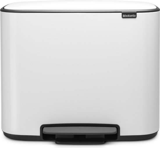 Brabantia Bo Pedaalemmer 11 + 23 Liter Met 2 Kunststof Binnenemmers - White - Wit