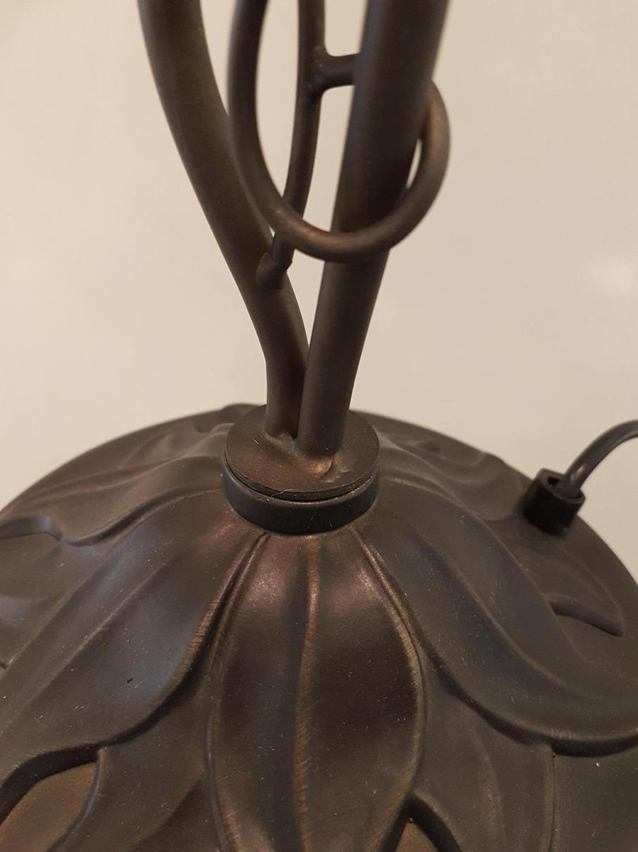 Clayre & Eef Tafellamp Tiffany Compleet 34x28x47 Cm 2x E14 Max 40w -, Groen, Multi Colour - Ijzer, Glas - Bruin