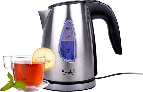 Adler Ad 1203 Elektrische Waterkoker Snoerloos Rvs 1.0 Liter