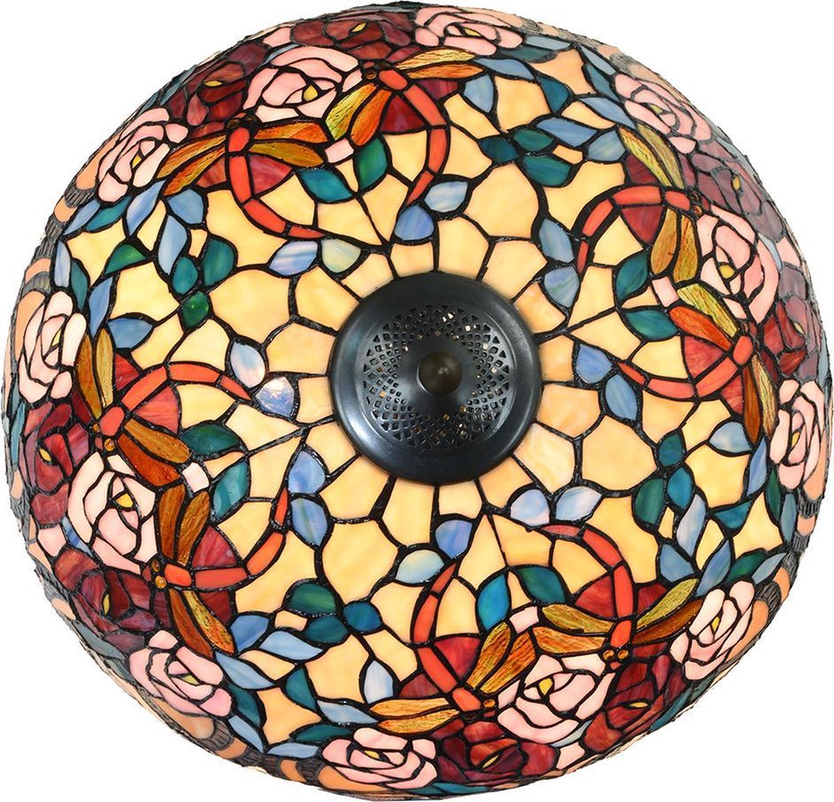 Clayre & Eef Tafellamp Tiffany Compleet ø 46x64 Cm 2x E27 Max 60w. -,, Geel, Multi Colour - Ijzer, Glas - Bruin