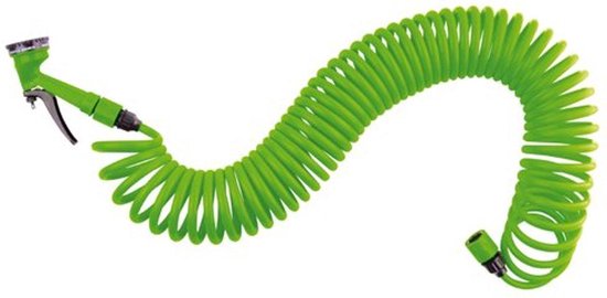 Kinzo Garden Spiraal Tuinslang - 15 M - Inclusief Sproeikop - 7 Sproeifuncties - Groen