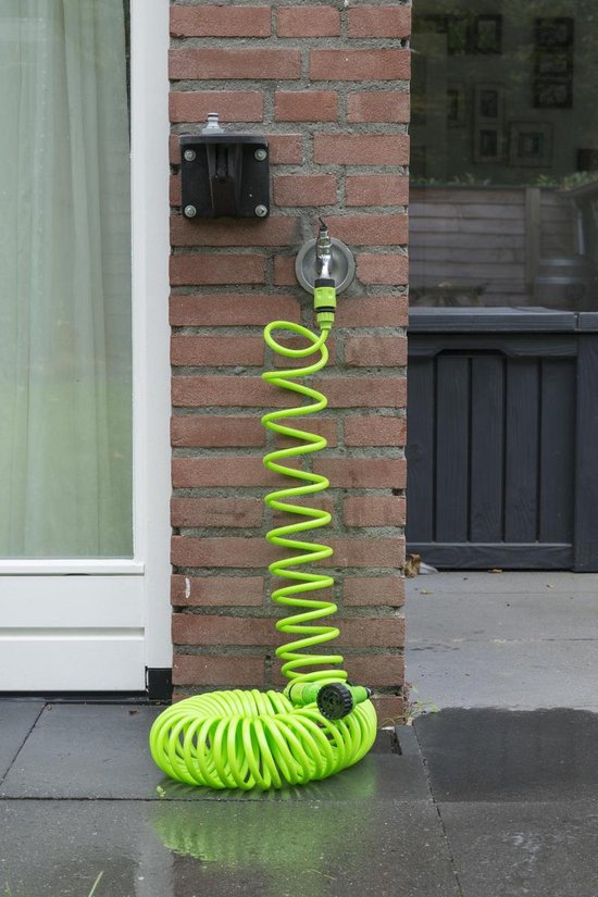 Kinzo Garden Spiraal Tuinslang - 15 M - Inclusief Sproeikop - 7 Sproeifuncties - Groen
