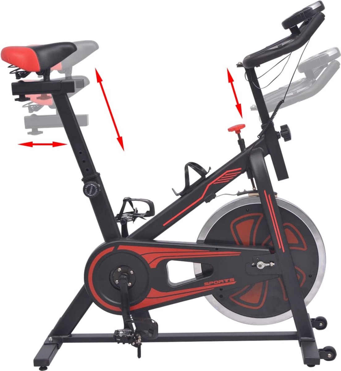 Vidaxl Spinningfiets Met Hartslagsensoren En Rood - Zwart