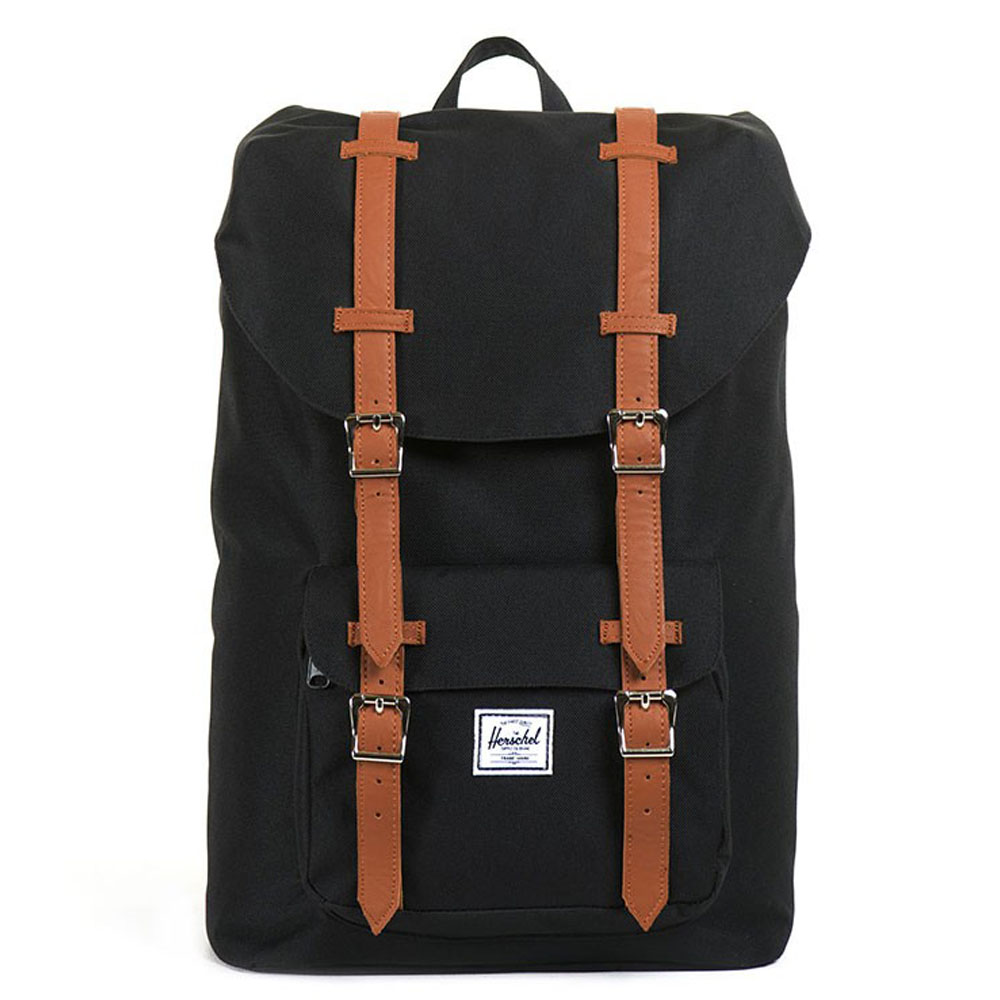 Herschel Little America Mid Volume Rugzak Black/Tan PU - Zwart