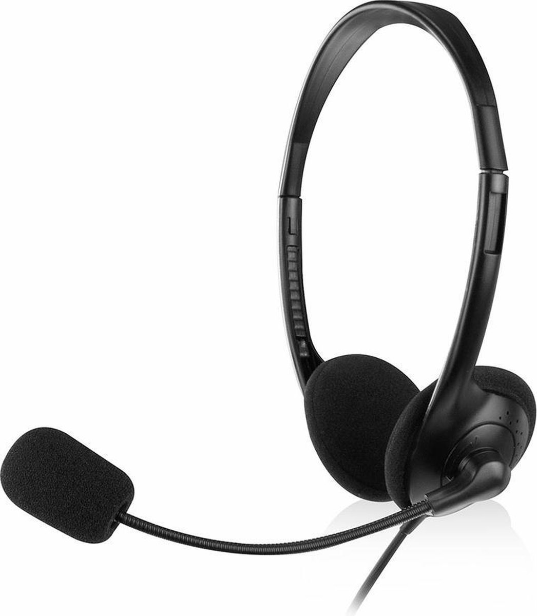 Ewent EW3563 headset stereo w/mic - Zwart