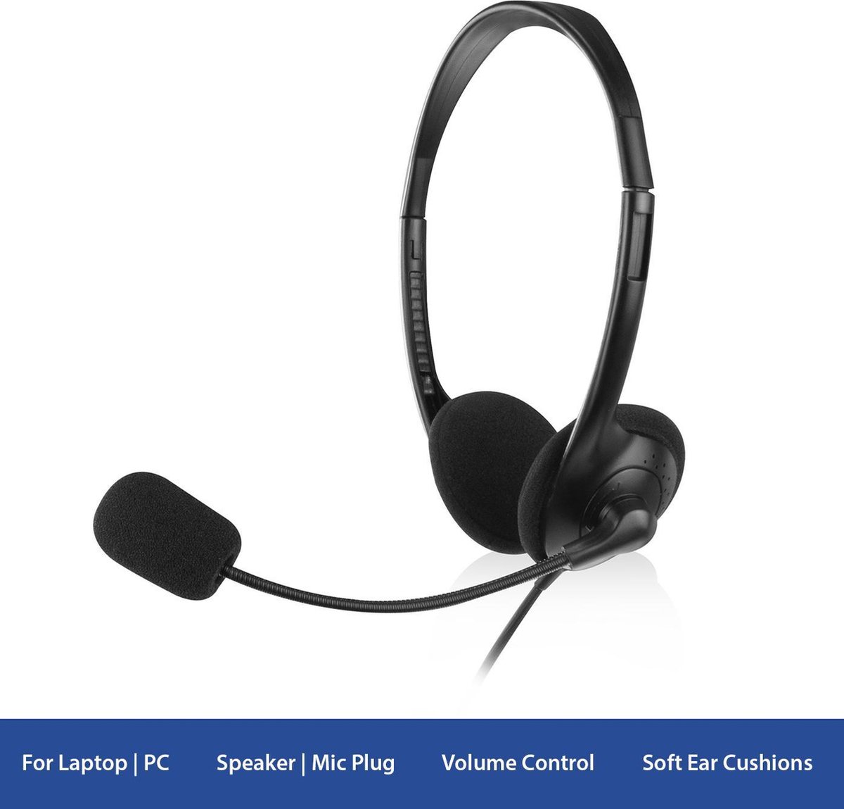 Ewent EW3563 headset stereo w/mic - Zwart
