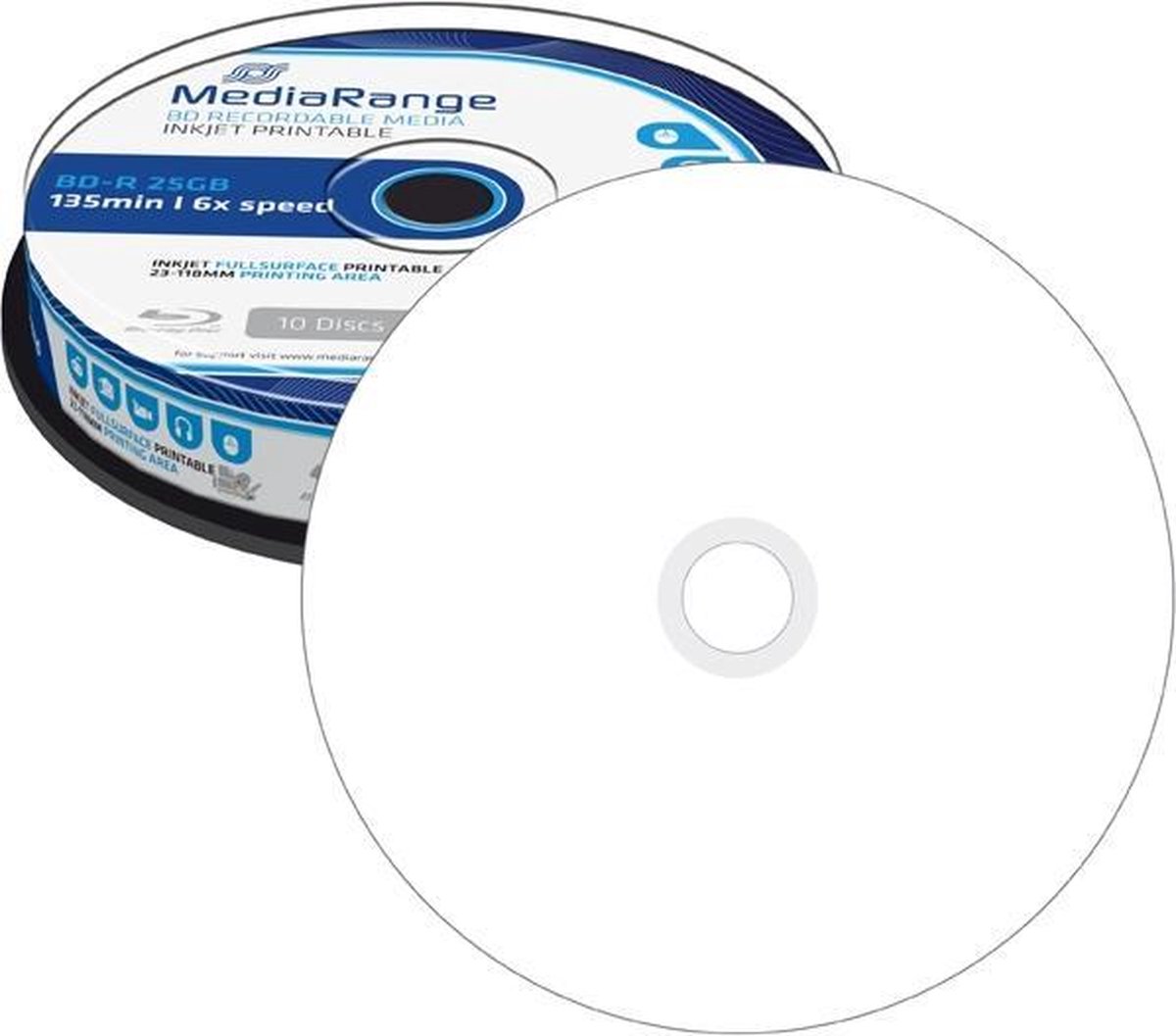 MediaRange Blu-ray 25GB 10st. 6x Spindle Printable Recordable