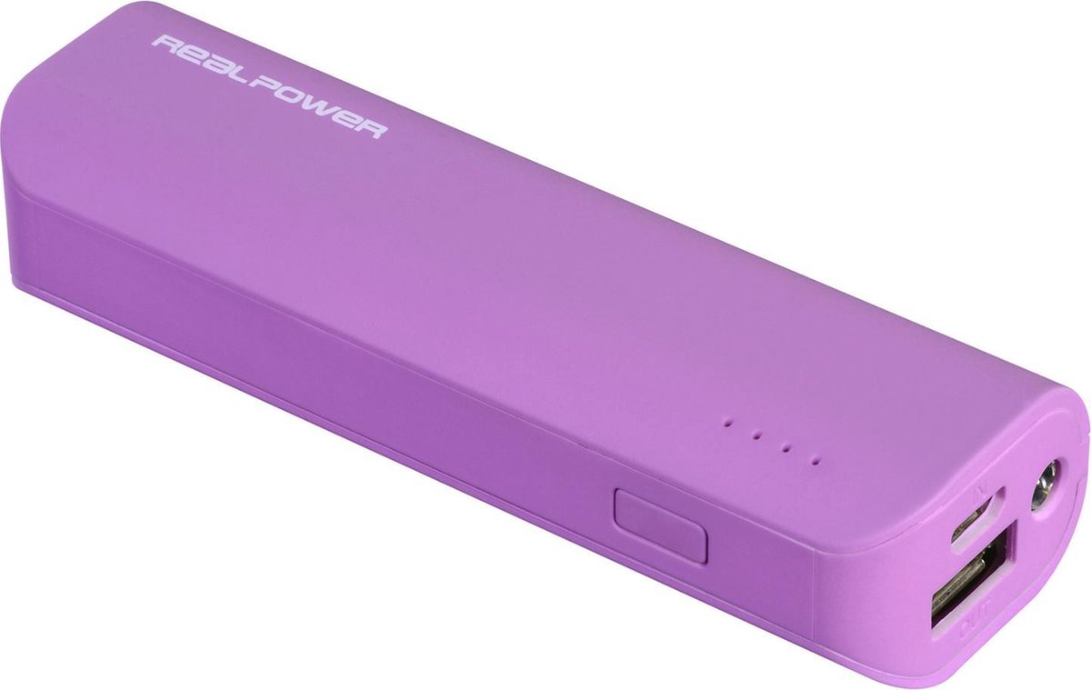 Realpower PB-2600 powerbank Lithium-Ion (Li-Ion) 2600 mAh - Roze