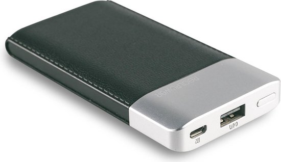 Realpower PB-4000 Fashion powerbank, Zilver Lithium-Polymeer (LiPo) 4000 mAh - Zwart