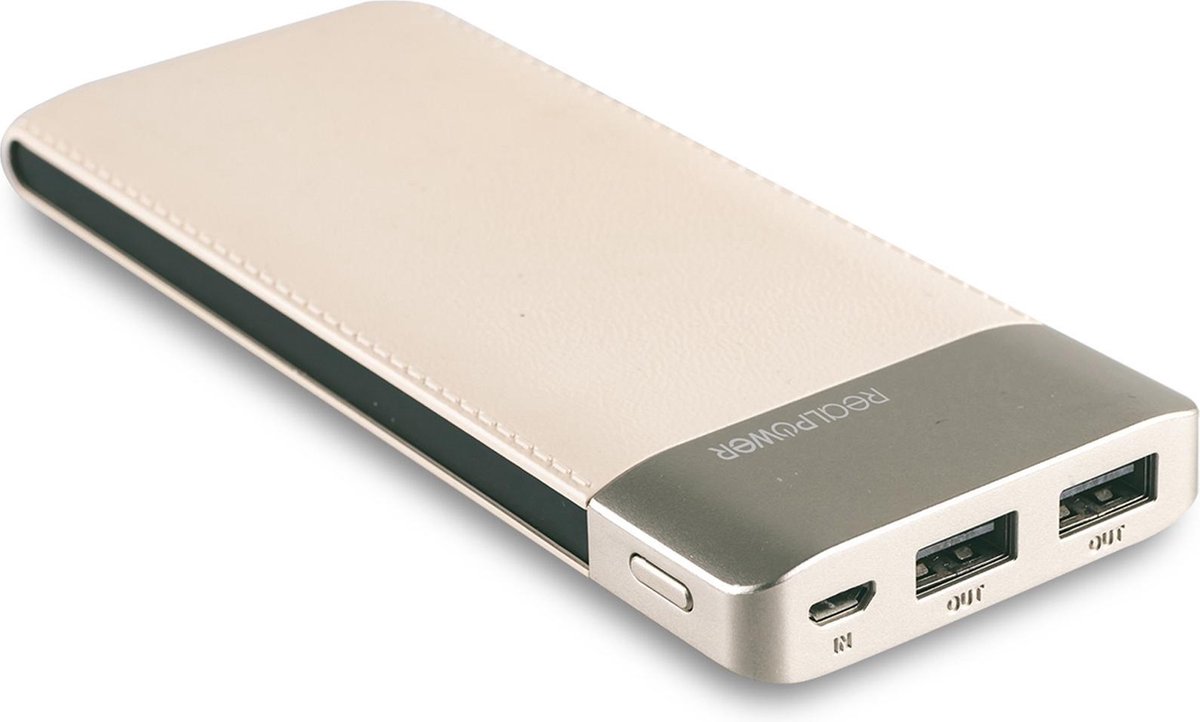 Realpower PB-8000 Fashion powerbank, Champagne Lithium-Polymeer (LiPo) 8000 mAh [282243] - Zwart