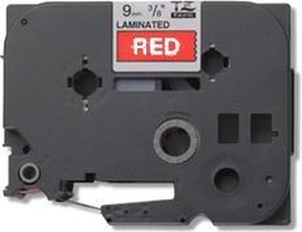 Brother Gloss Laminated Labelling Tape - 12mm, White/Red