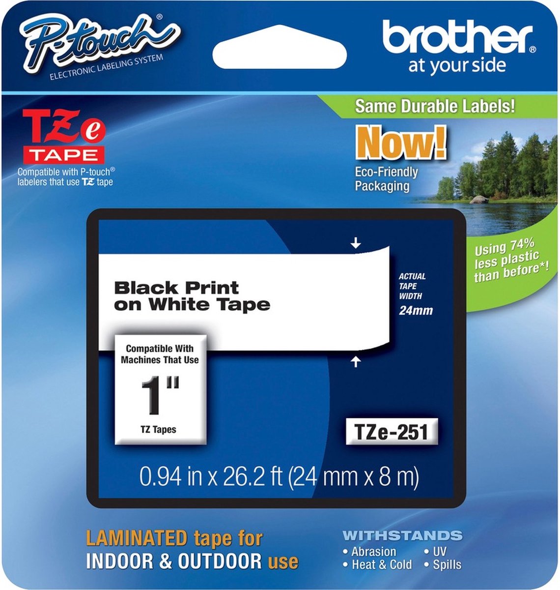 Brother TZ-221 9mm - black on white - laminated8m - Zwart