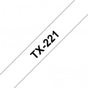 Brother TX-221 op wit labelprinter-tape - Zwart
