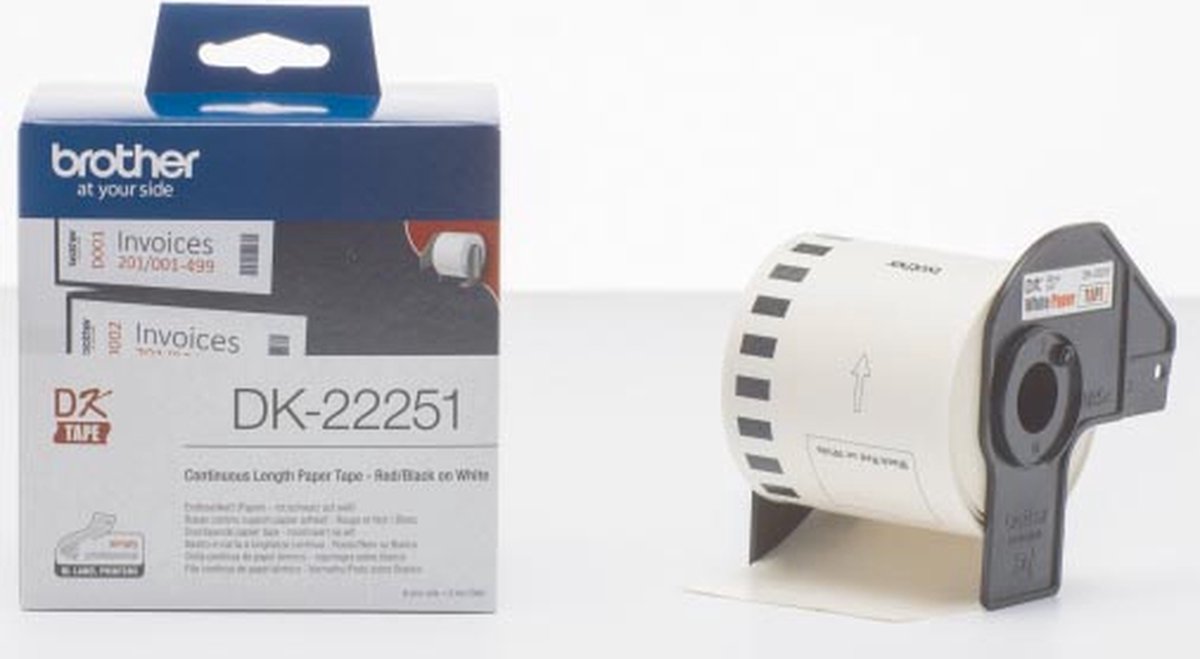 Brother DK-22251 en rood op wit DK labelprinter-tape - [PABU001] - Zwart